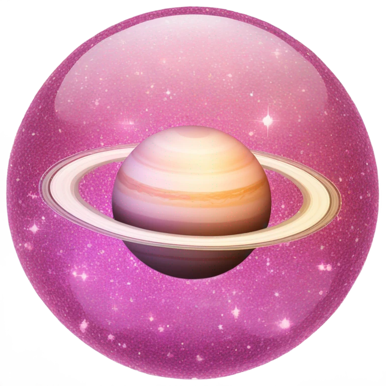 Pink crystallized Saturn with glitter emoji