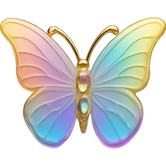 Pastel rainbow-gradient iridescent glass crystal butterfly emoji