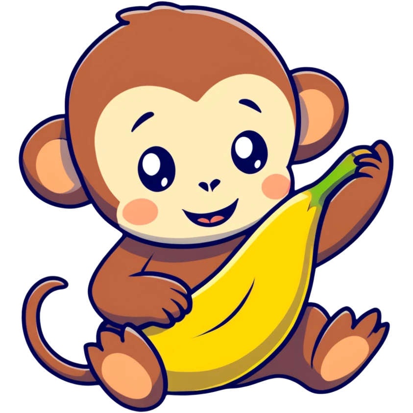 adorable baby monkey carefully peeling a banana emoji