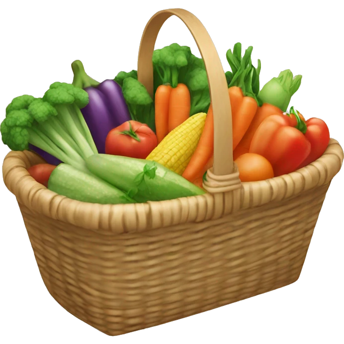 Wicker basket with fresh vegetables  emoji