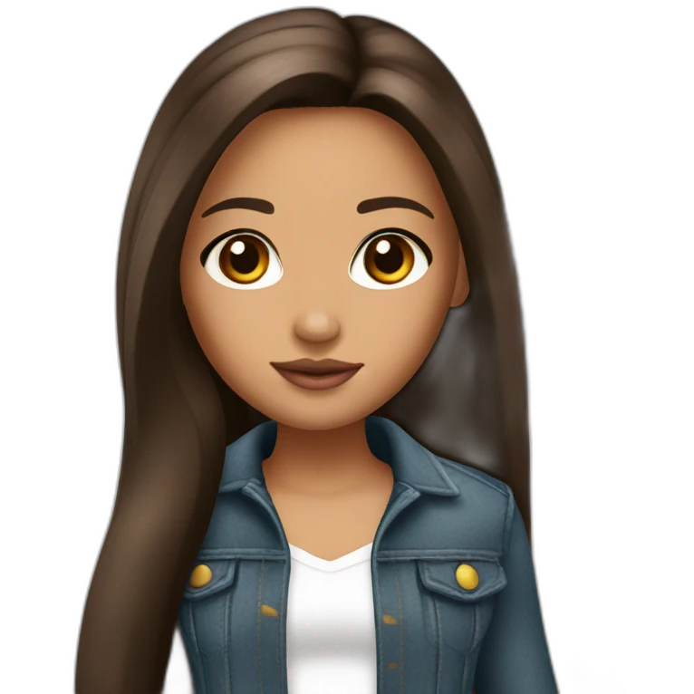 Bratz with a long straight brown hair and brown eyes  emoji