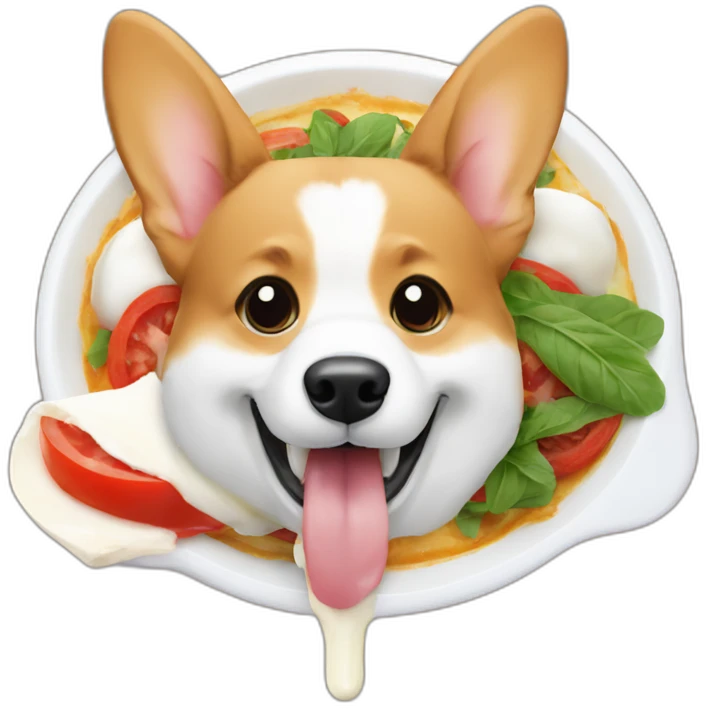 corgi eating burrata emoji