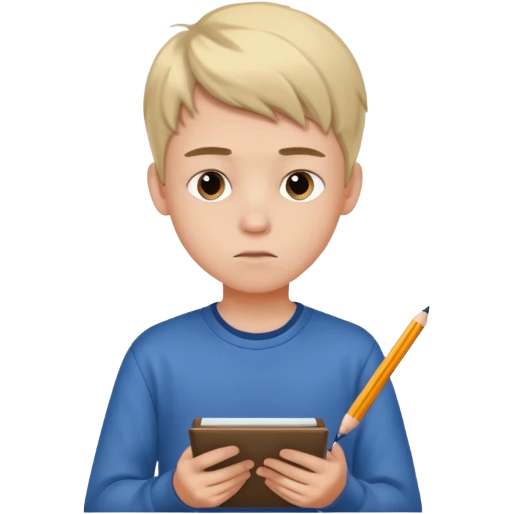 Teen boy drawing in notebook emoji