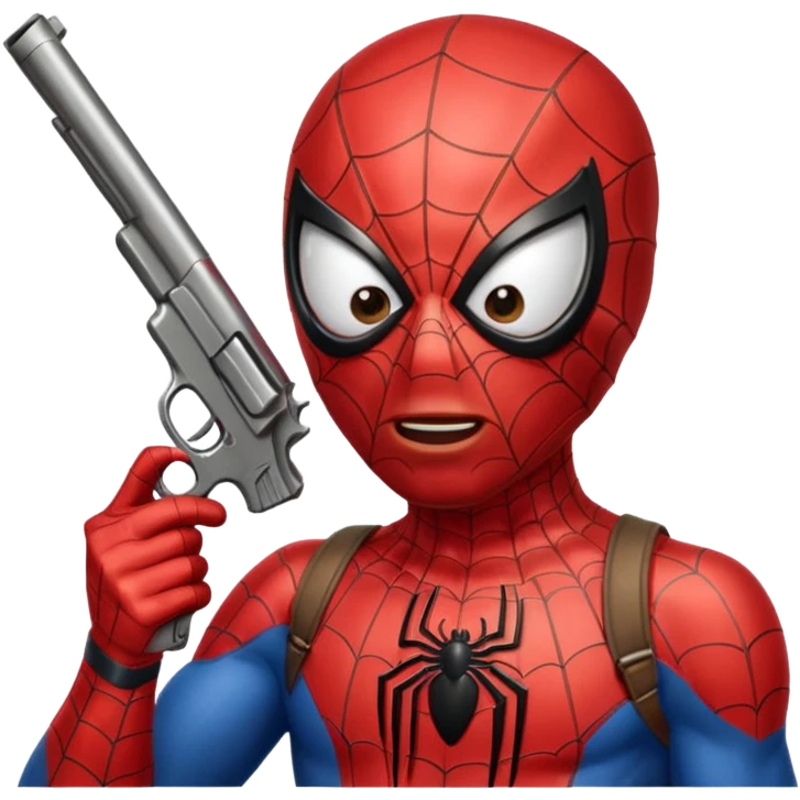 spiderman putting a pistol barrel in his mouth emoji