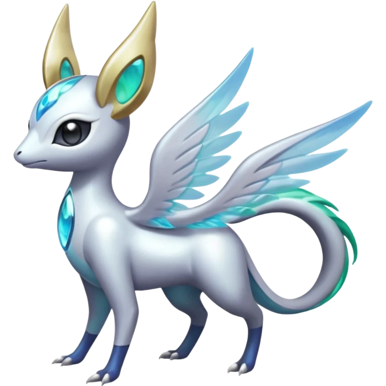 Angelic Divine Bioluminescent Translucent Luminescent Diaphanous Shiny Colorful Meloetta-Latias-Koraidon-Peppercat-Wargreymon-Protogen-Fakémon-fusion-hybrid-creature emoji