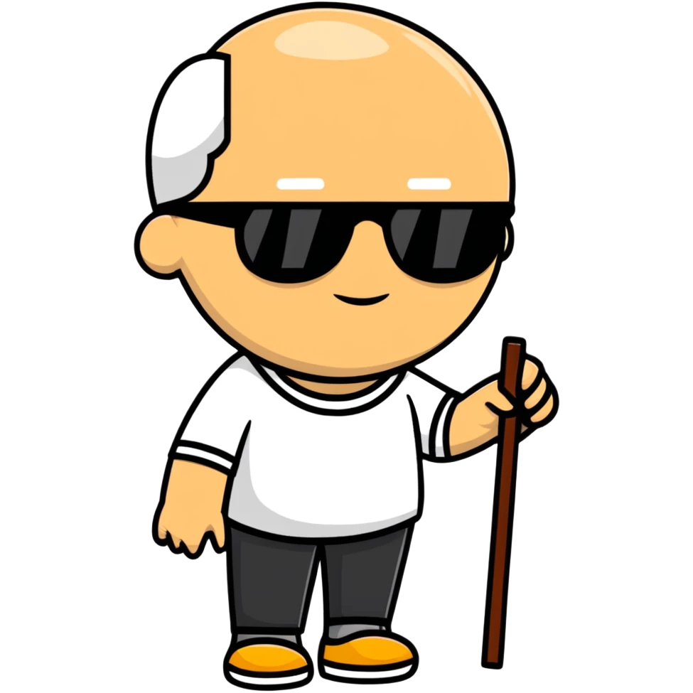 blind man with sunglasses and a walking stick emoji