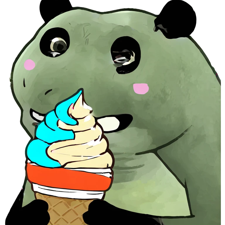 Panda eating ice cream emoji