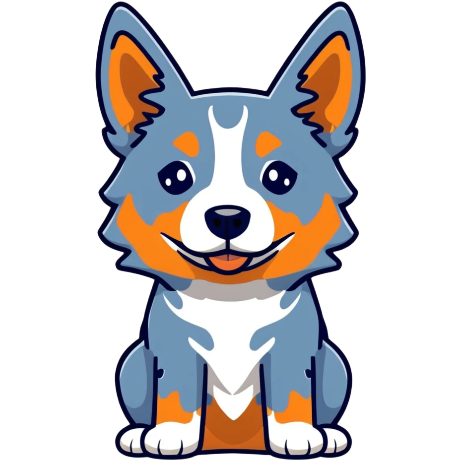 cute blue heeler cattle dog head with characteristic blue-gray speckled coat and alert expression emoji