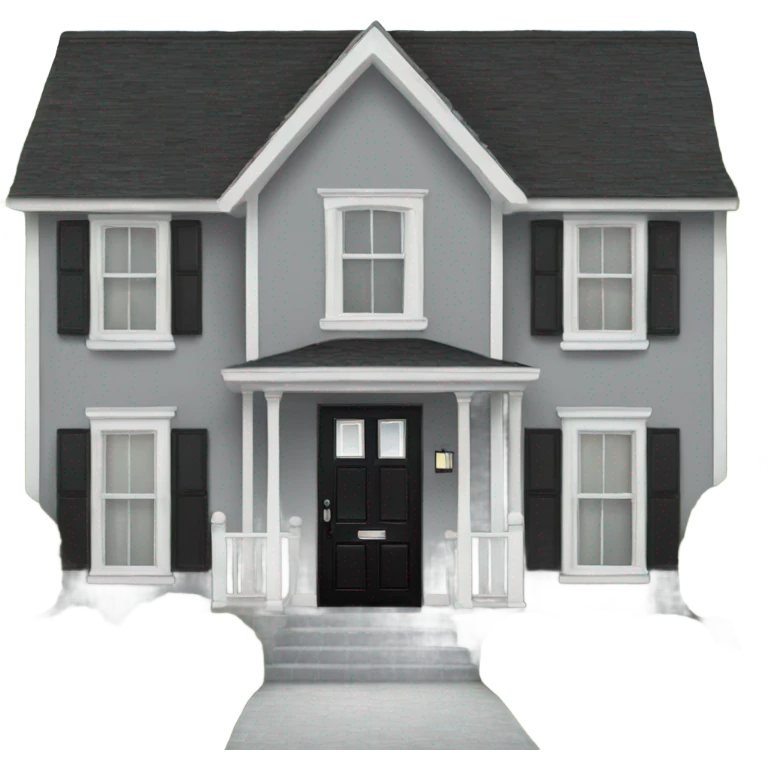 Grey 2 story house white trim black front door emoji