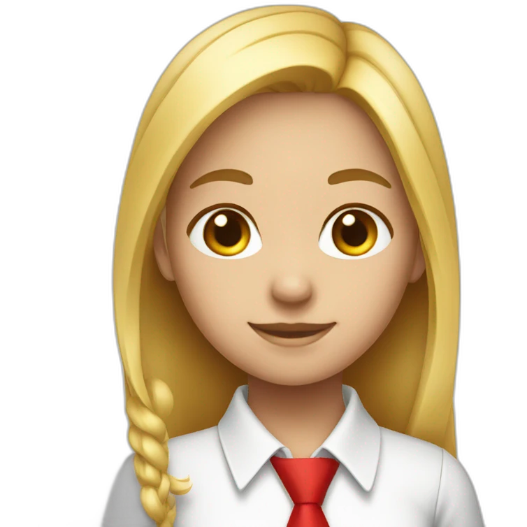 girl wearing a white polo and red necktie emoji