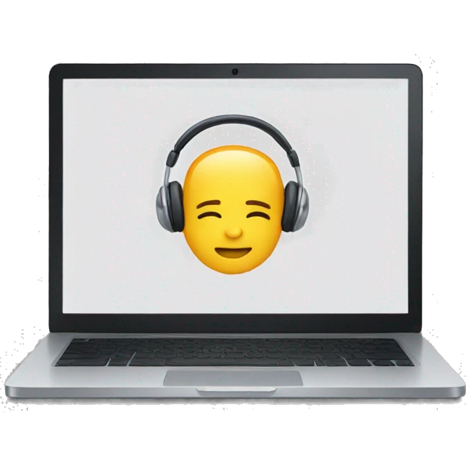 employee with laptop and headphones alone in room emoji