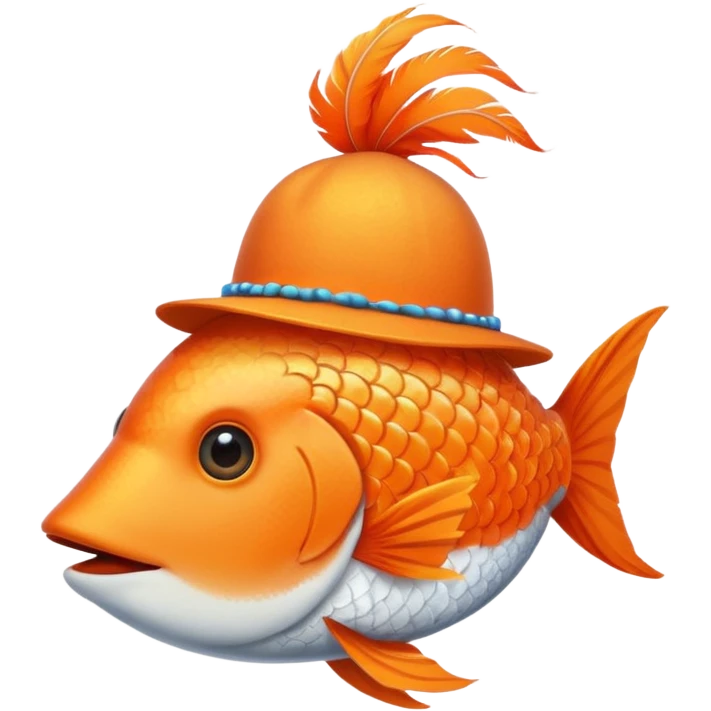 fish with orange feathered hats emoji