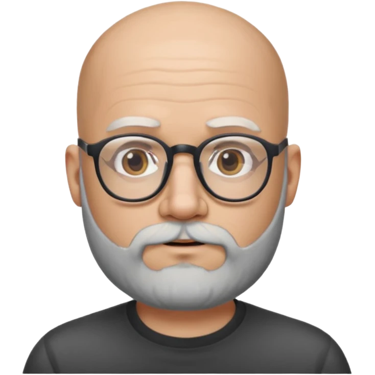 Bald man with salt and pepper beard and glasses emoji