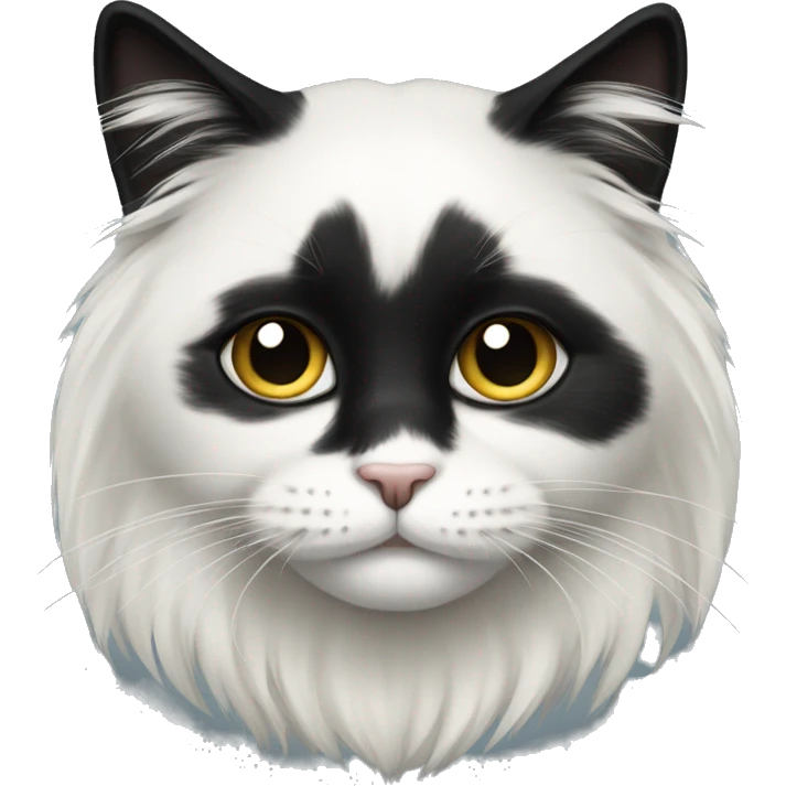 half black and half white long hair cat emoji