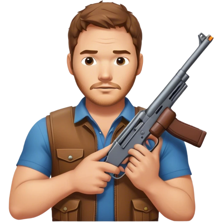 Chris Pratt with a gun emoji