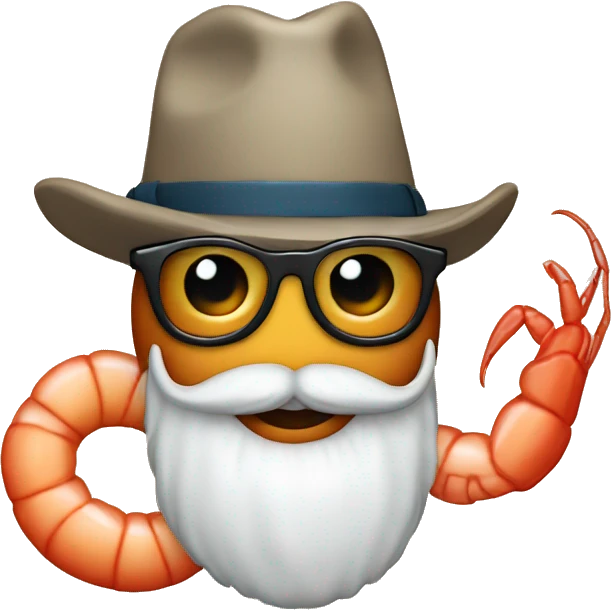 Shrimp with a beard, Texan hat and glasses  emoji