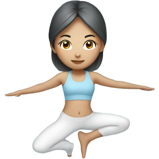 Asian girl doing yoga with light blue outfit emoji