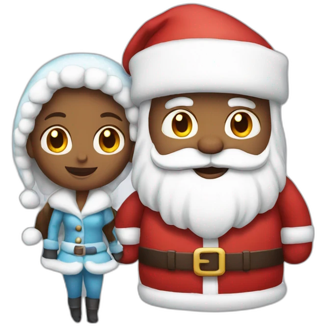 Snow girl and Santa  emoji