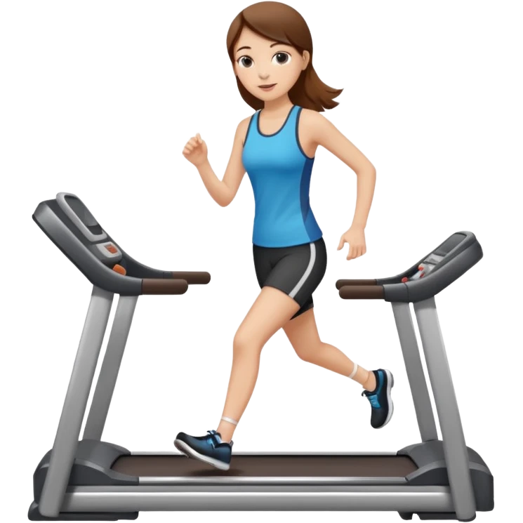white girl with brown hair on treadmill emoji