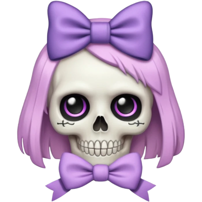 pastel goth skull with a bow emoji