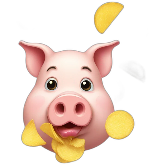 Pig eating chips emoji