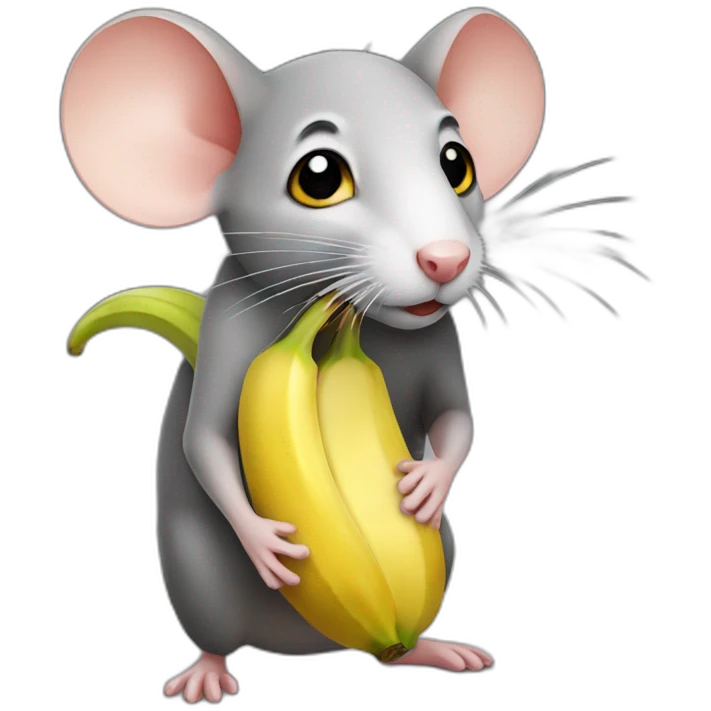 A rat with a banana emoji