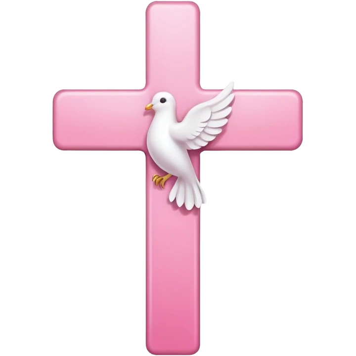 Pink and white simple cross with a dove  emoji