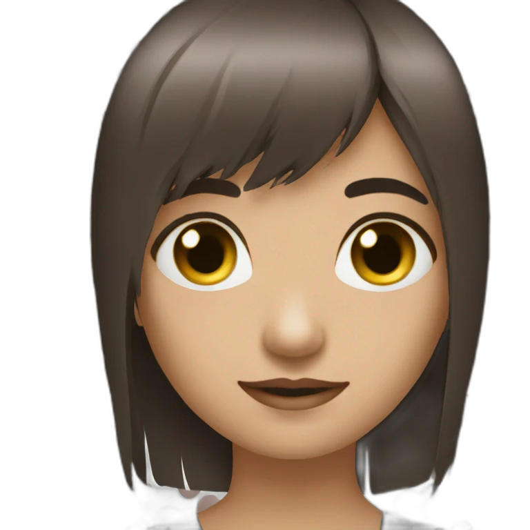 dark-brown-long-hair-fringe-girl-with-black -eyes Download emoji emoji