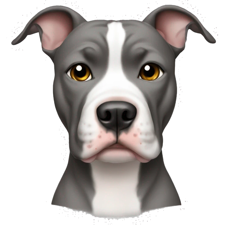 Pitbull, white and gray one ear up one ear down emoji