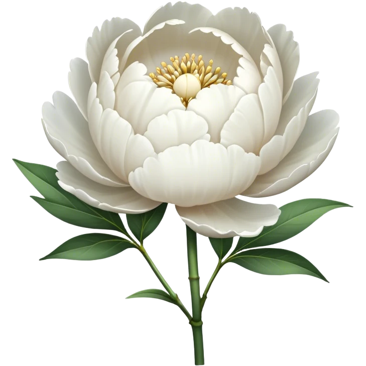 single white Peony, straight stem emoji