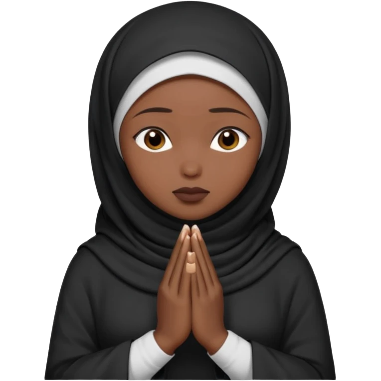 darkskin muslim black woman praying with dark hijab emoji