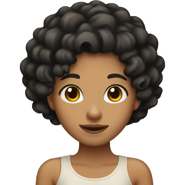 girl emoji with tan skin and black curly hair emoji