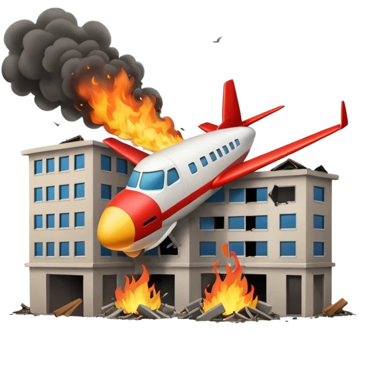 Plane crash into building emoji