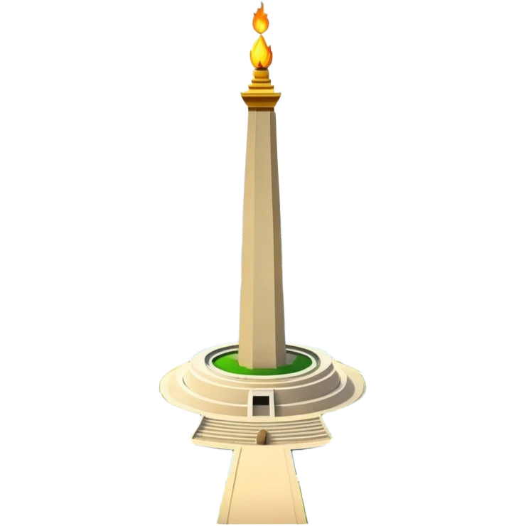 Cinematic Realistic Monas Landmark Emoji, showcasing the National Monument in Jakarta, a towering obelisk with a golden flame, set within a lush park under a clear, radiant sky. emoji