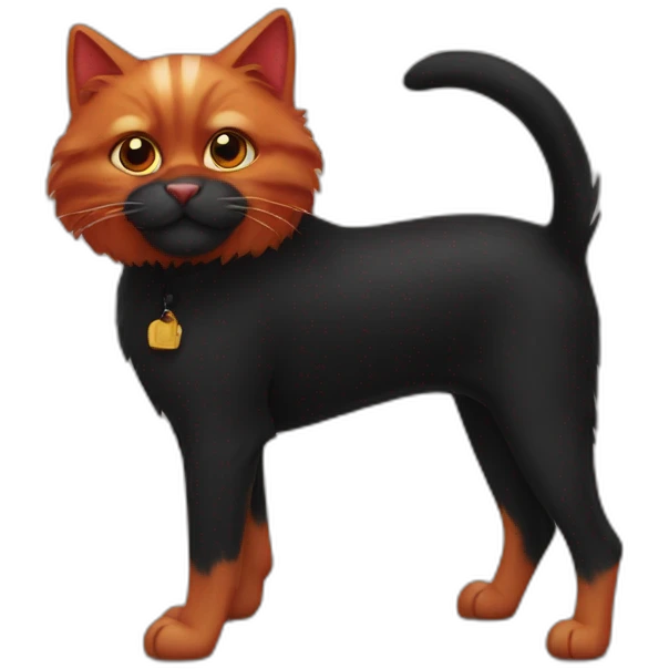 Red cat over a black dog emoji