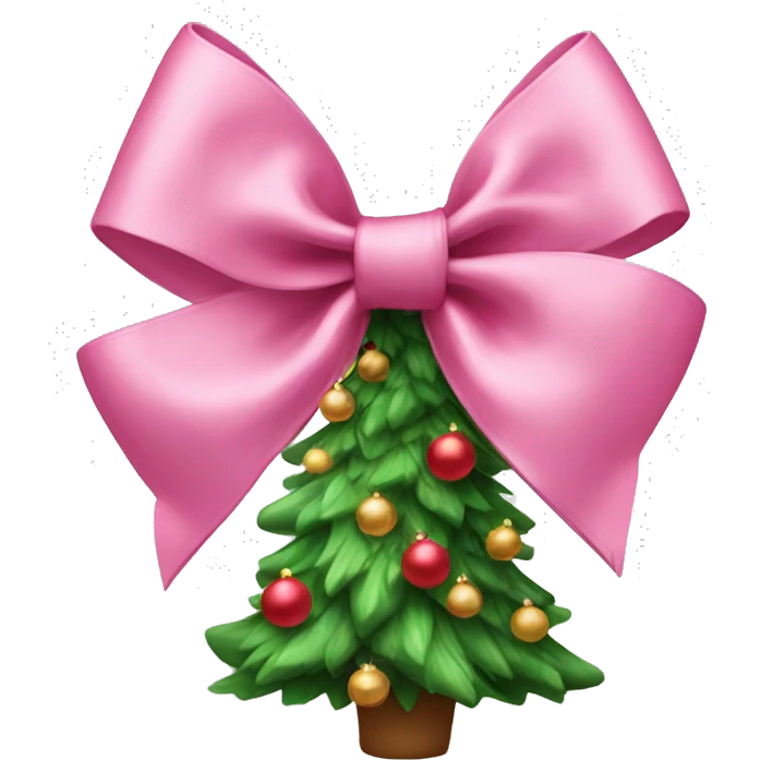 pink christmas bow christmas tree emoji