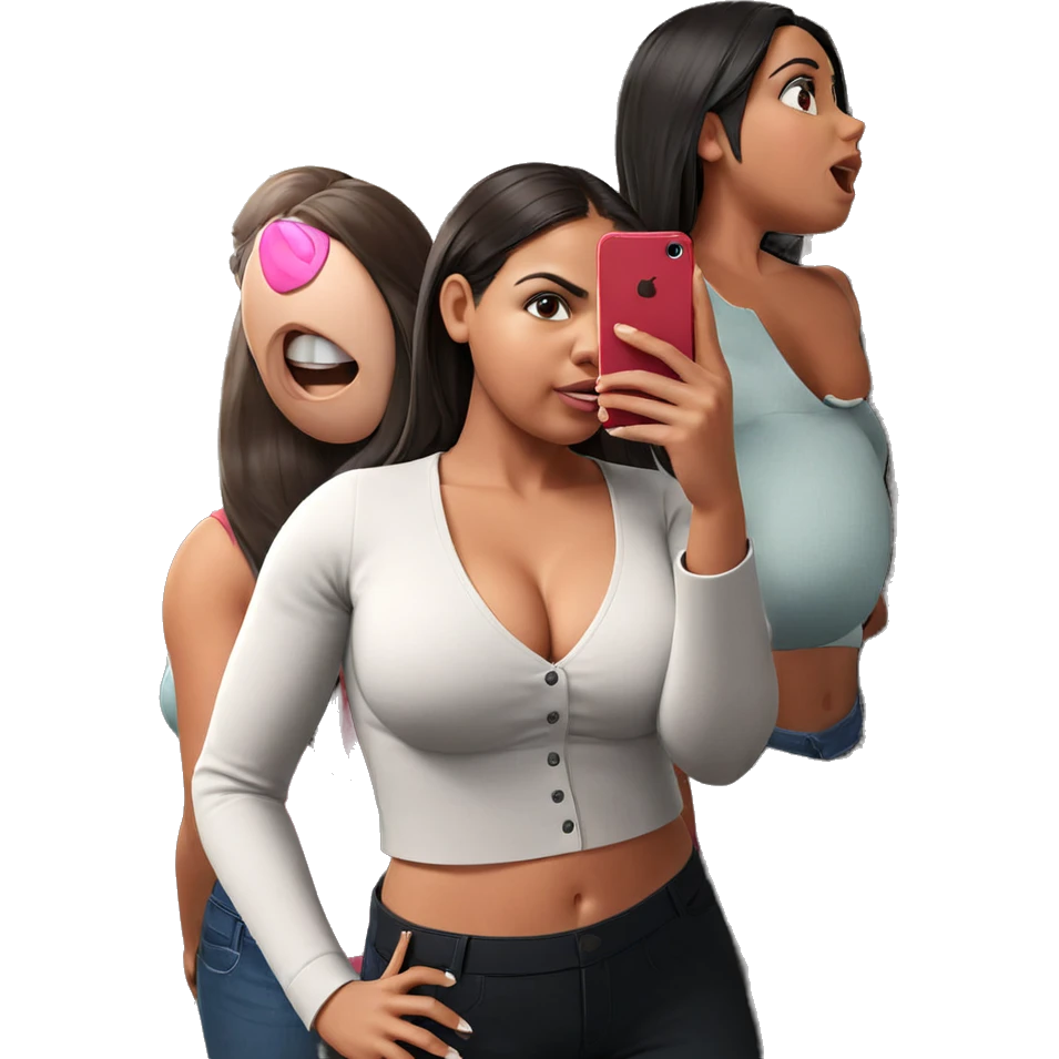 holding phone with cleavage view emoji