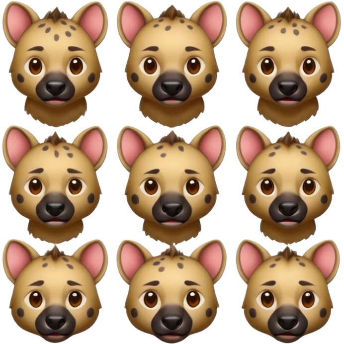 mach mir ein 10er packed mit Hyänen emojis für meinen discord in anime style emoji