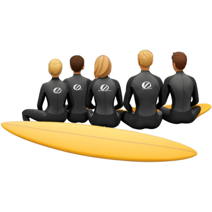 icon of a team of surfers sitting together, looking out at the sea.
 emoji