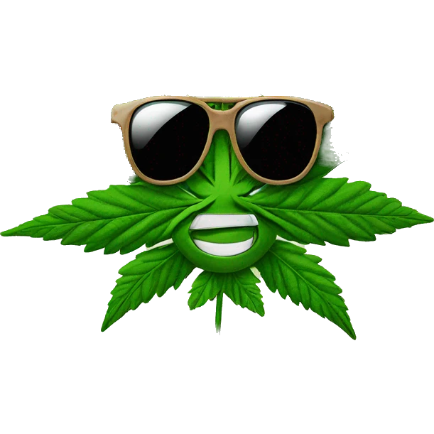 Cannabis leaf with sunglasses emoji