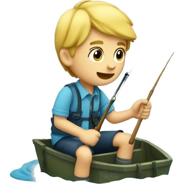Blond Boy fishing in the Ocean emoji