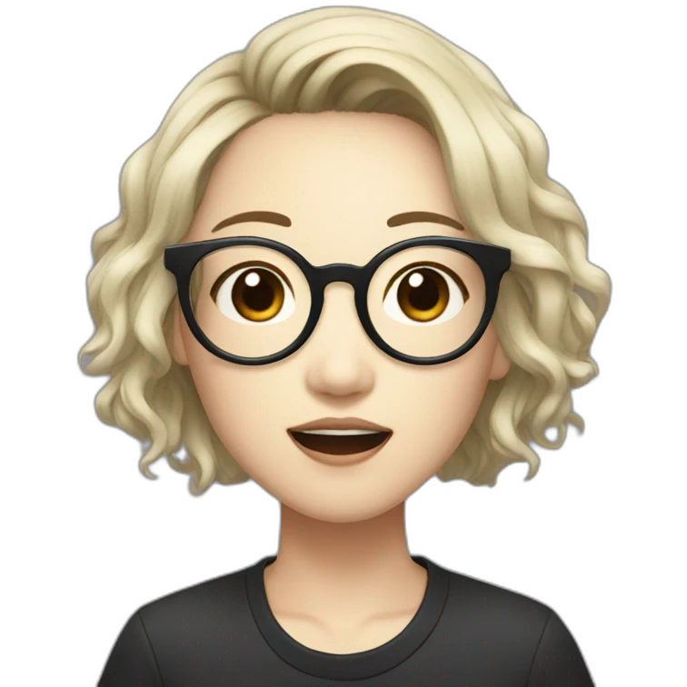 Vocalist with glasses and microphone korean short-hair emoji