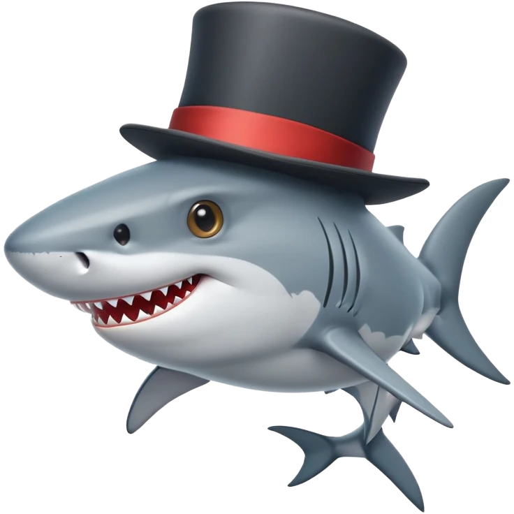 Shark with a top hat emoji