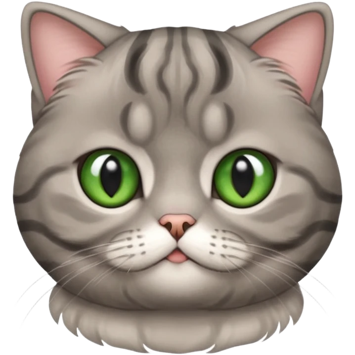 A grey striped Scotch fold with folded ears, a cute cat emoji