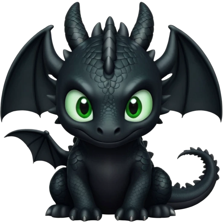 black Night Fury dragon inspired by Toothless, cute emoji style emoji