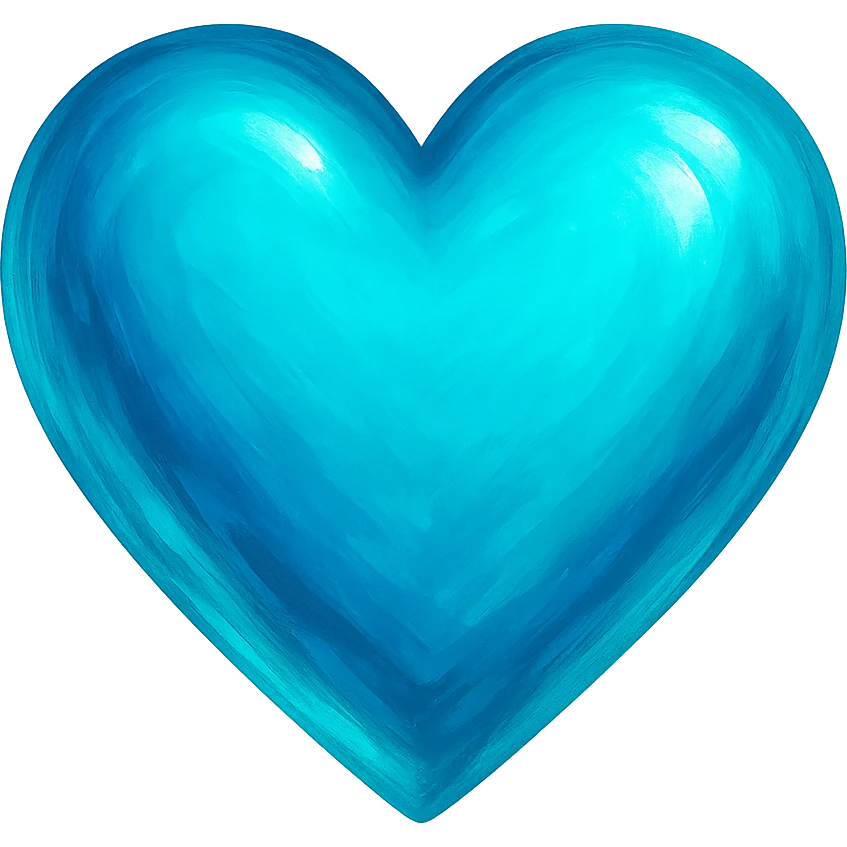 heart with a vibrant cyan color, digital illustration, no background emoji