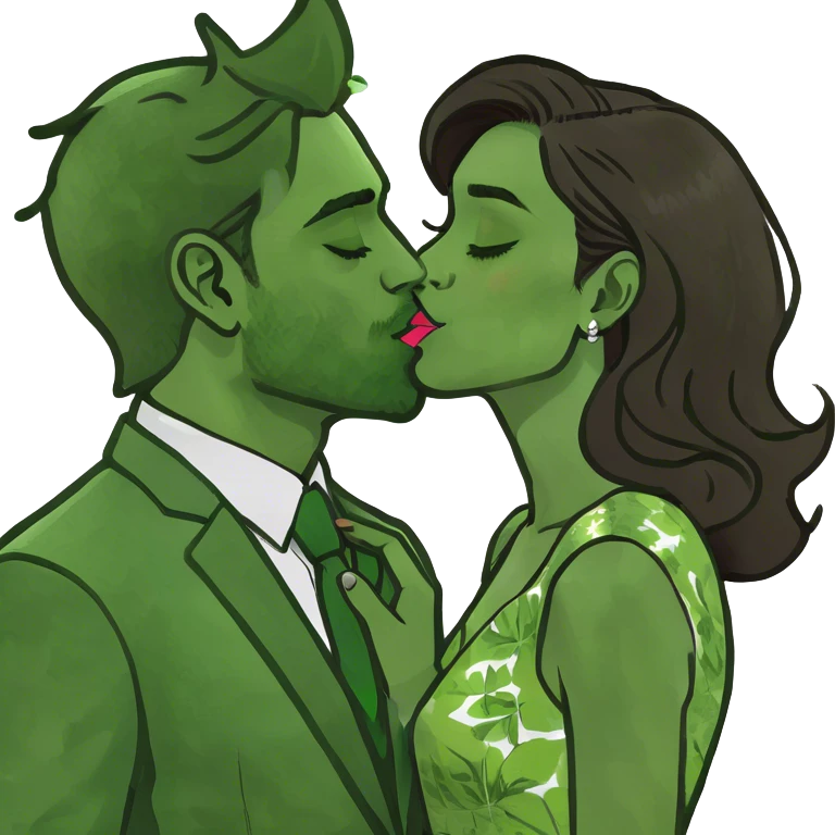 Kiss black man brunette girl emoji