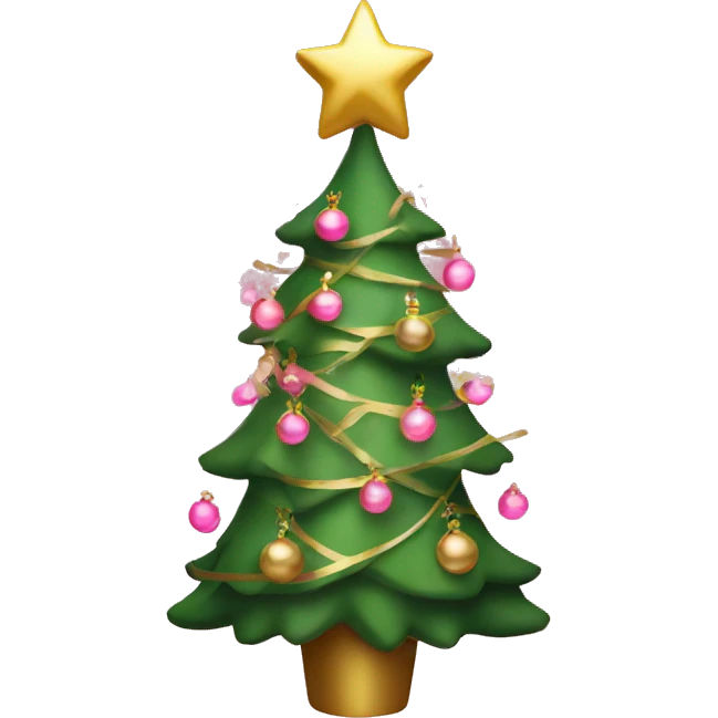 christmas tree with pink and gold decorations emoji