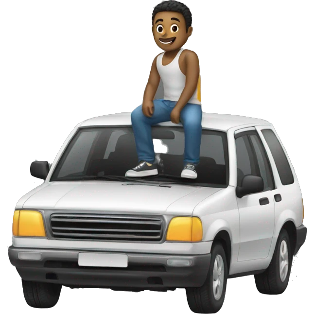 man sitting on top of car emoji