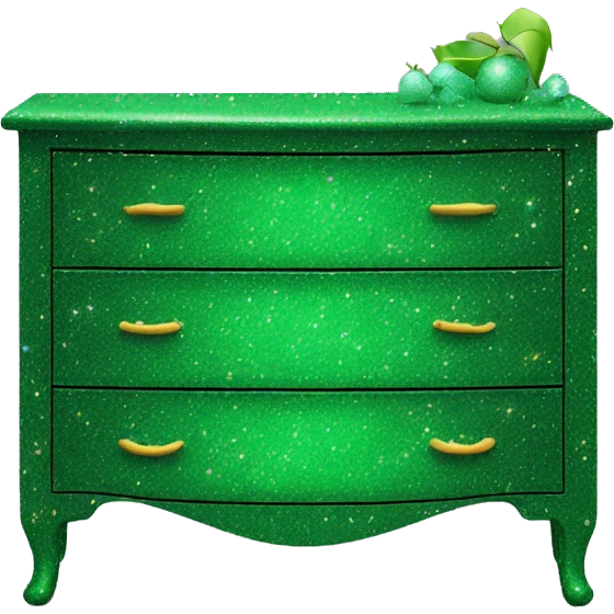 Green glitter decorated dresser emoji